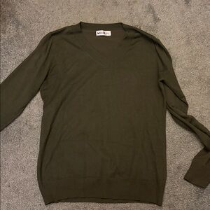 Olive Green V-Neck Sweater